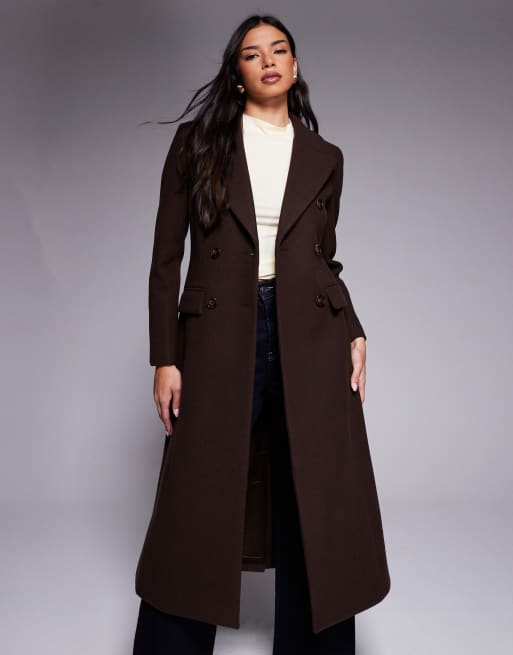 Forever New - Chokoladebrun elegante longline-frakke, 4 af 4