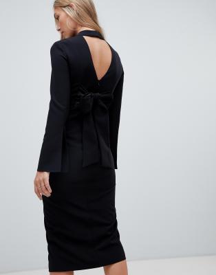 black tailored midi dress