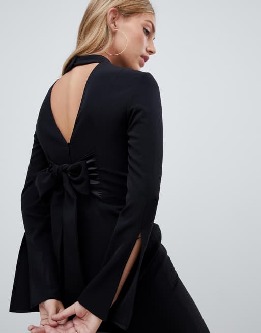 Forever New clean tailored midi dress in black, 3 of 4