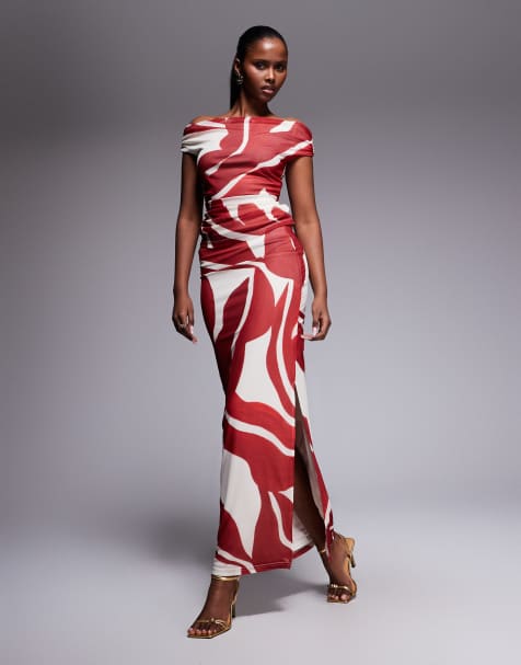 Forever New - Co-ord set van mesh met print in rood en wit - view 1