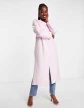 Forever New belted wrap coat in cream | ASOS