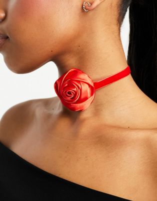 Forever New corsage necklace in red - ASOS Price Checker