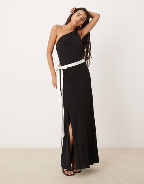 Forever New contrast bow cut-out maxi dress in black - view 1