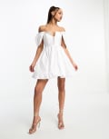 [Forever New] Forever New corset puff sleeve mini dress in white 8 White