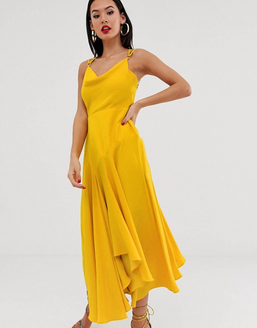 Forever New cowl neck midaxi slip dress in yellow