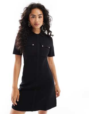 Forever New crepe knit mini dress in black