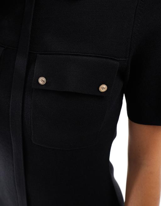 Forever New crepe knit mini dress in black | ASOS