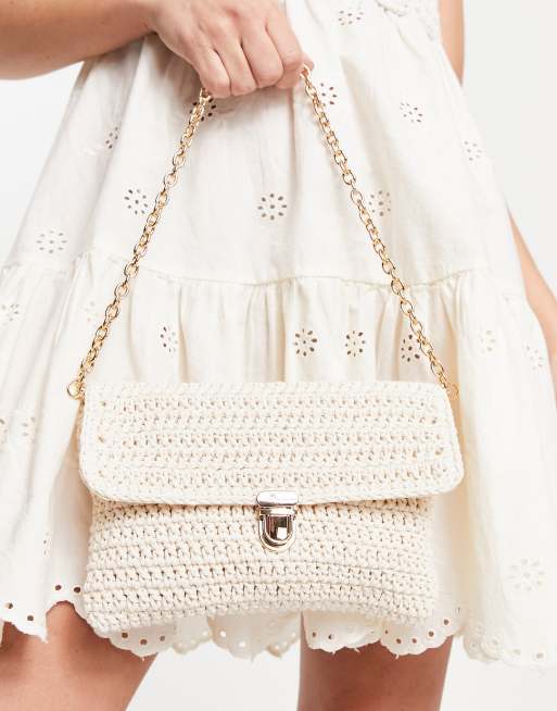 Cream store crochet bag