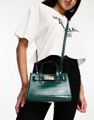 Forever New crossbody bag in emerald croc-Green