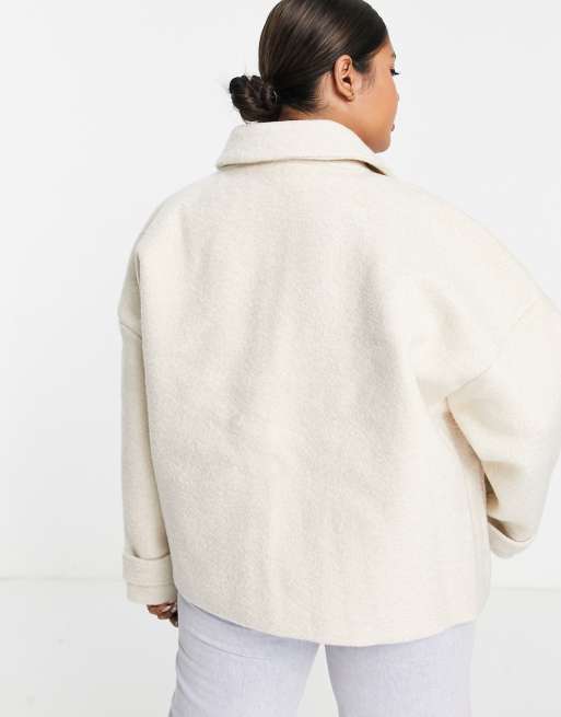 Forever New Curve borg coat with oversized pockets in cream, 4 of 4