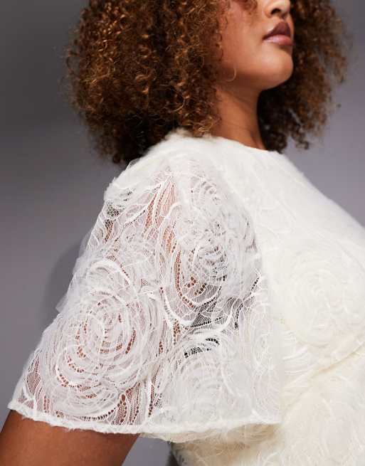 Forever New Curve Bridal lace midaxi dress in cream, 2 of 4