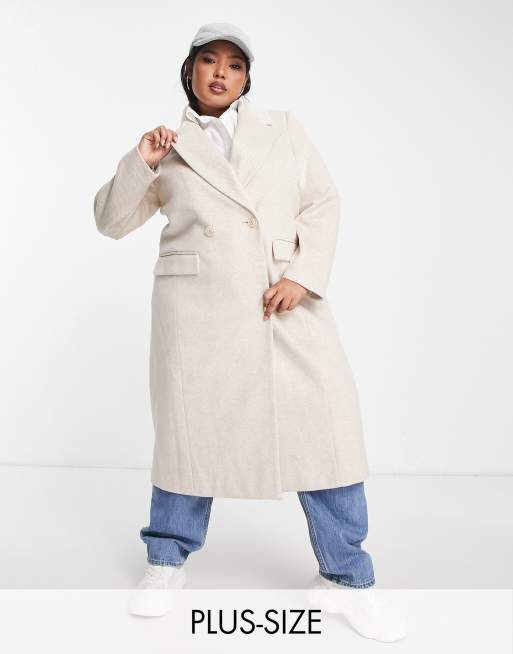 Forever New Curve - Cappotto elegante comodo taglio extra lungo color crema