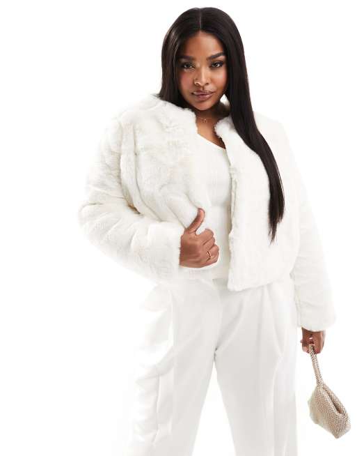 Forever New Curve - Cappotto in pelliccia sintetica color crema