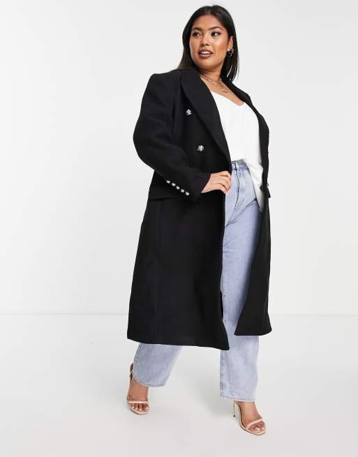 Forever New Curve - Elegant militærfrakke i sort