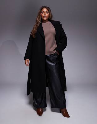 Forever New Curve - Eleganter Wickelmantel in Schwarz