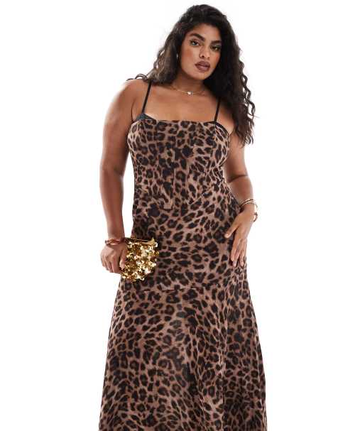 Forever New Curve exposed cup corset maxi dress in leopard print - view 1