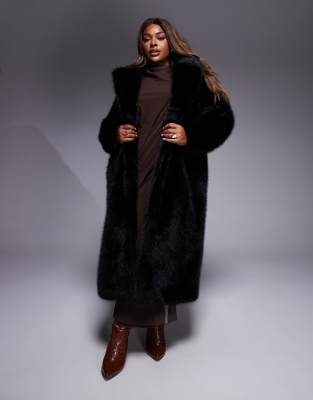 Forever New Curve Forever New Curve faux fur coat in black