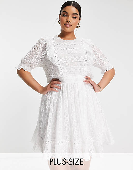 Forever New Curve lace mini dress in porcelain