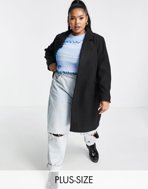 Forever New Curve - Manteau court ajusté et élégant - Noir