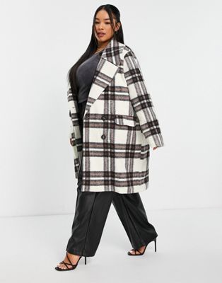 Manteaux et vestes Forever New Curve - Manteau habillé oversize à carreaux - Noir et blanc