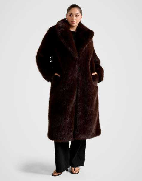 Forever New Curve - Manteau long en fausse fourrure - Chocolat - view 1