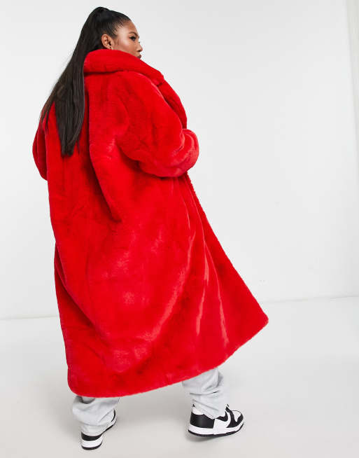 manteau rouge oversize femme