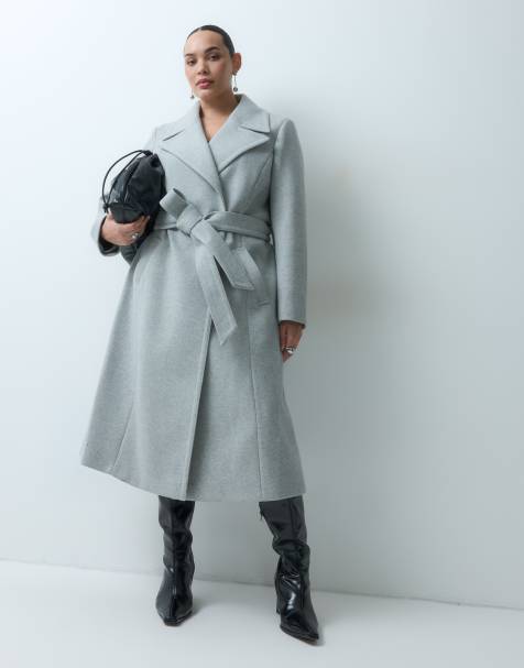 Forever New Curve manteau structuré ceinturé effet laine gris - view 1