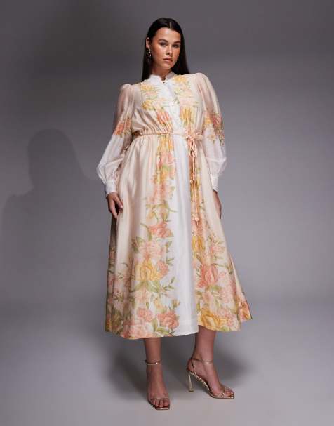 Forever New Curve – Maxi-Hemdkleid mit Blumenprint in Pfirsich - view 1