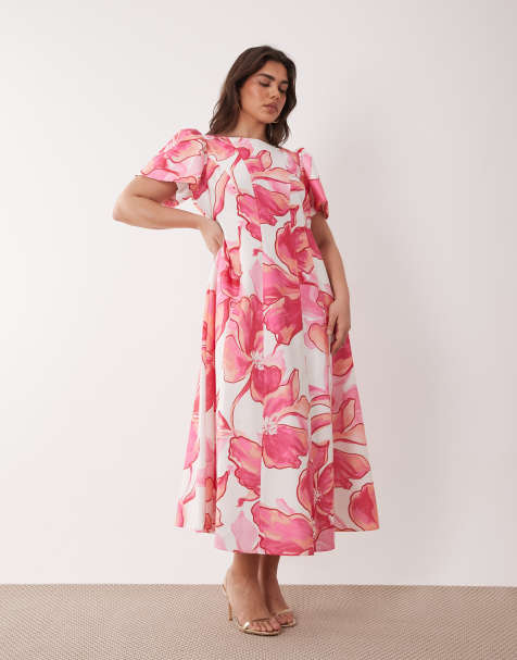 Forever New Curve - Midaxikjole med flagrende ærmer og blomsterprint - view 1