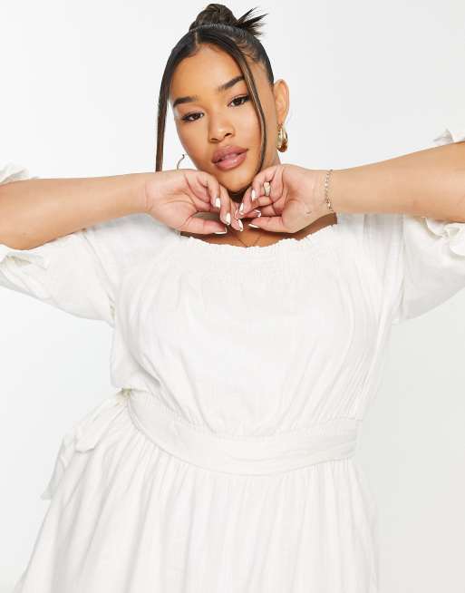 Forever New Curve – Minikleid in Porzellanweiß mit Puffärmeln, 2 von 4