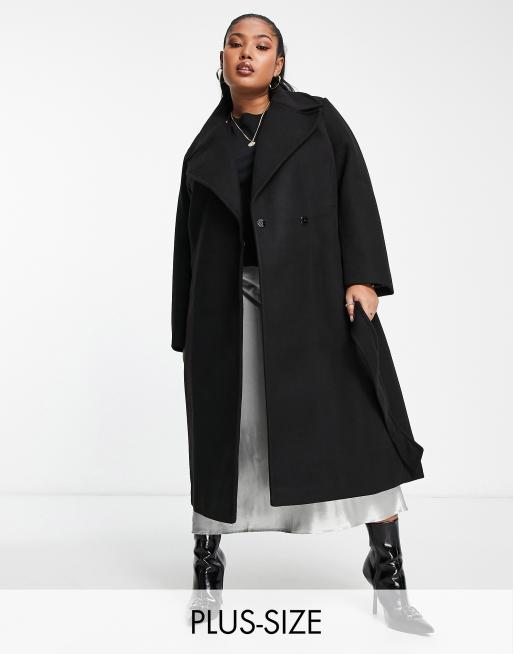 Forever New Curve - Nette jas met overslag en strikceintuur in zwart