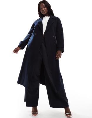 Forever New Curve oversized coat in navy φωτογραφία