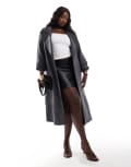 [Forever New Curve] Forever New Curve oversized wrap coat in charcoal-Grey 26 Charcoal