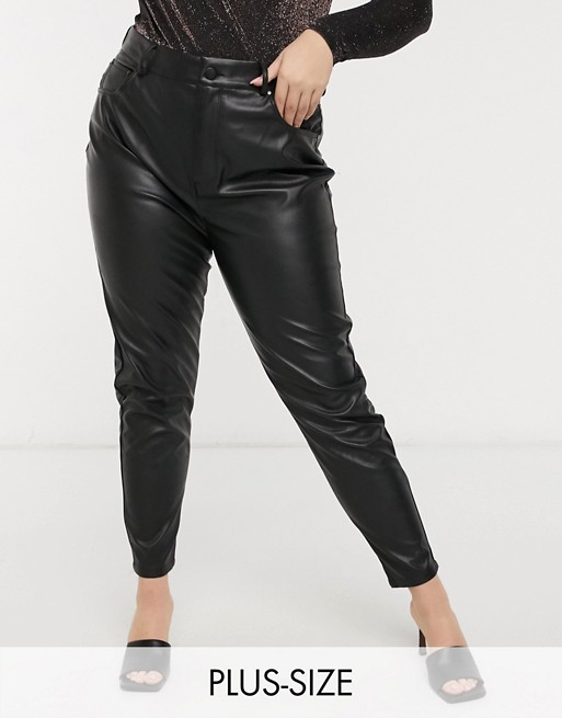 Forever New Curve PU high waisted trouser in black