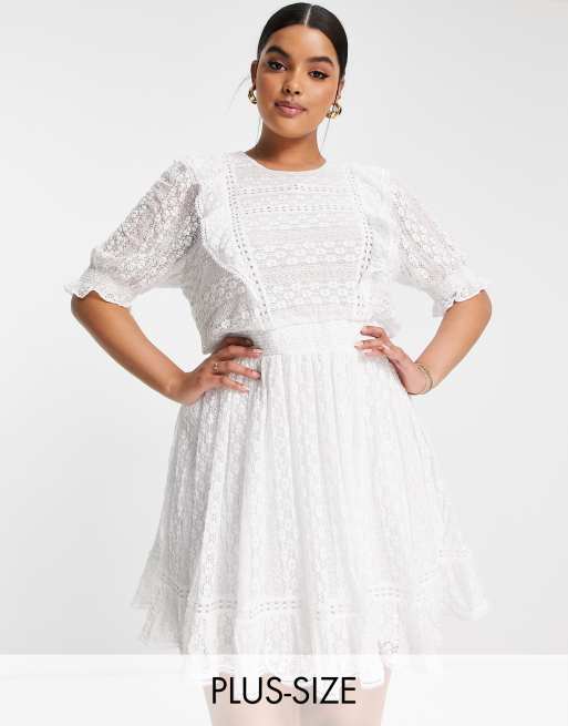 Forever New Curve - Robe courte en dentelle - Porcelaine