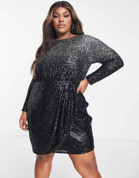 Forever New Curve - Robe portefeuille ornementée à effet dégradé - Anthracite - view 1