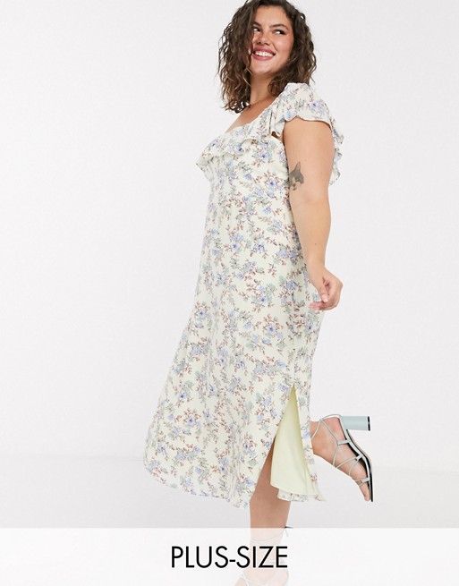 Forever New Curve ruffle 90s midi dress in floral