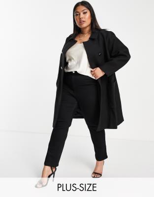 Forever New Curve Forever New Curve smart collar pea coat in black