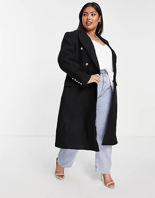 Forever New Curve smart military coat in black