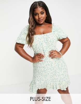Bright Side Off-Shoulder Puff Sleeve Dress Pistachio