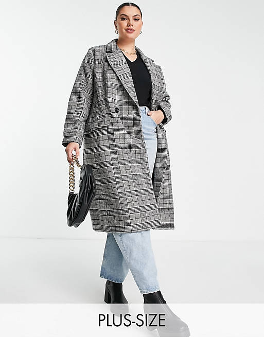Forever New Curve tailored coat in grey check