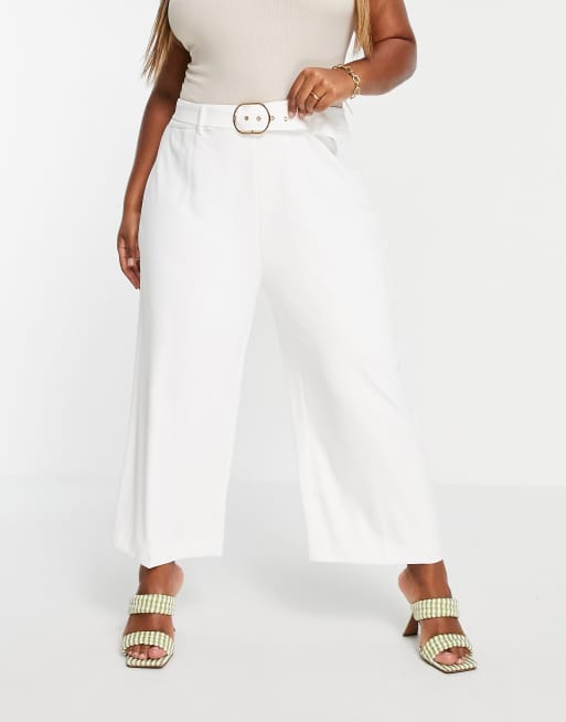 Forever New Curve tailored wide leg trousers in ecru, 4 of 4