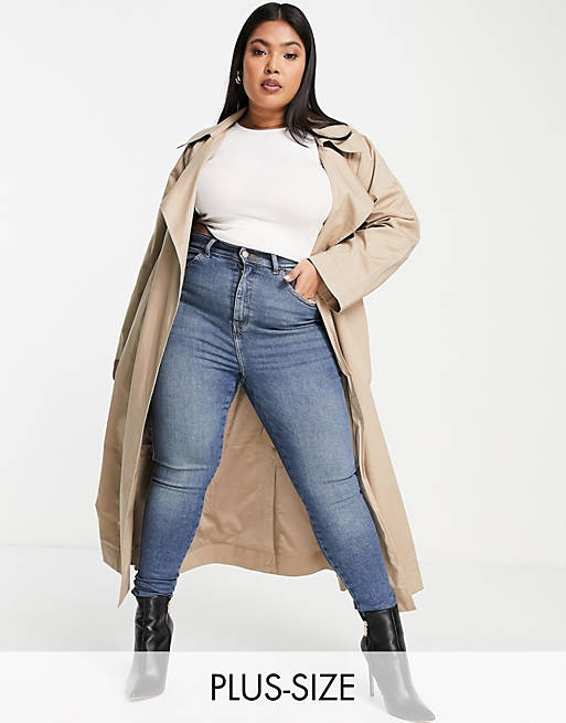 Forever New Curve tie waist trench mac coat in stone