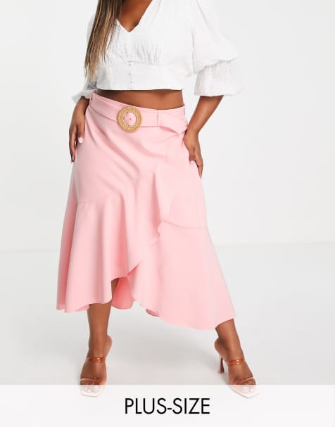 Forever New Curve tiered midaxi skirt co-ord in sun blush - view 1