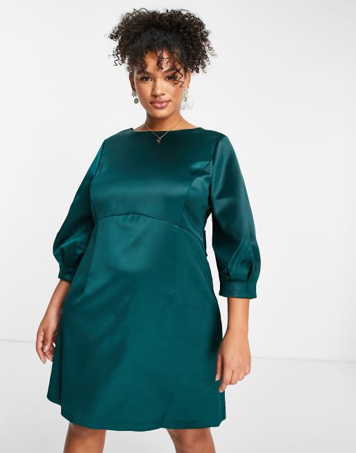 Forever New Curve - Vestito corto con fiocco sul retro verde smeraldo, 2 di 4