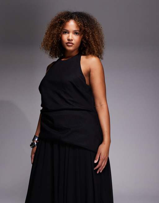 Forever New Curve - Vestito lungo godet nero con schiena scoperta, 2 di 4