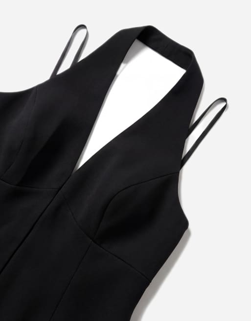 Forever New Curve - Vestito lungo nero allacciato al collo con gonna godet, 7 di 7