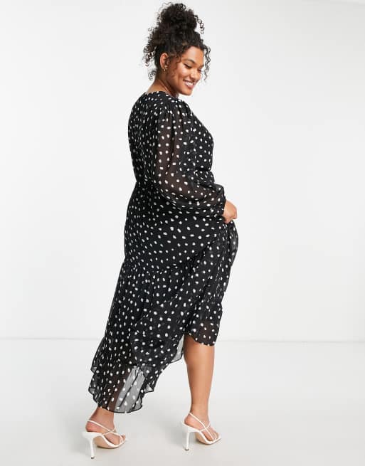 Forever New Curve - Vestito midi a portafoglio a pois, 4 di 4