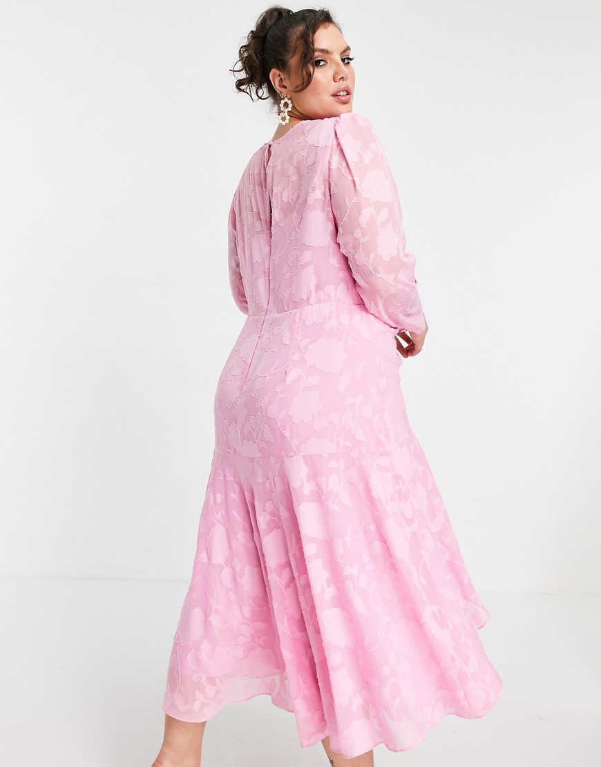 Vestito midi asimmetrico con ruches rosa fucsia - Forever New Curve  donna Rosa - immagine1