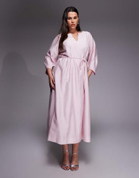 Forever New Curve - Vestito midi rosa con cuciture a vista - view 1